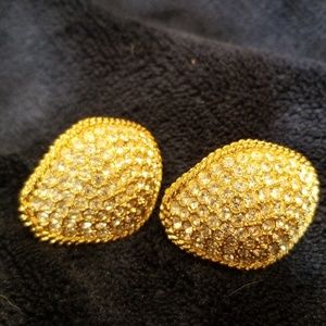 Vintage Premier pave gold plated earrings.